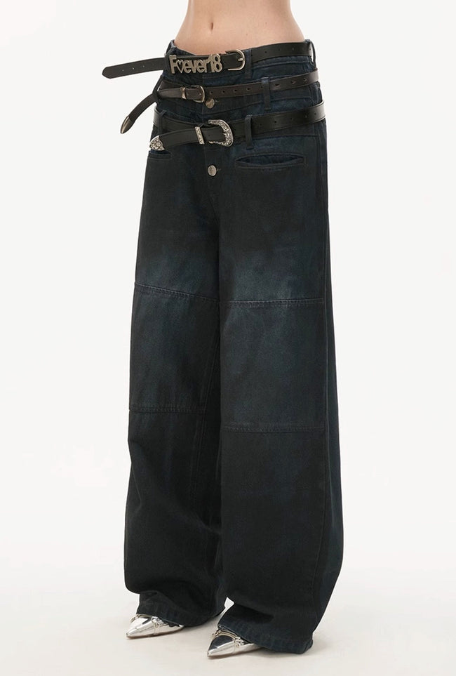 Three-waist jeans loose casual pants Hover Image