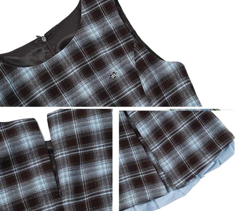 Preppy Plaid A-Line Vest Dress