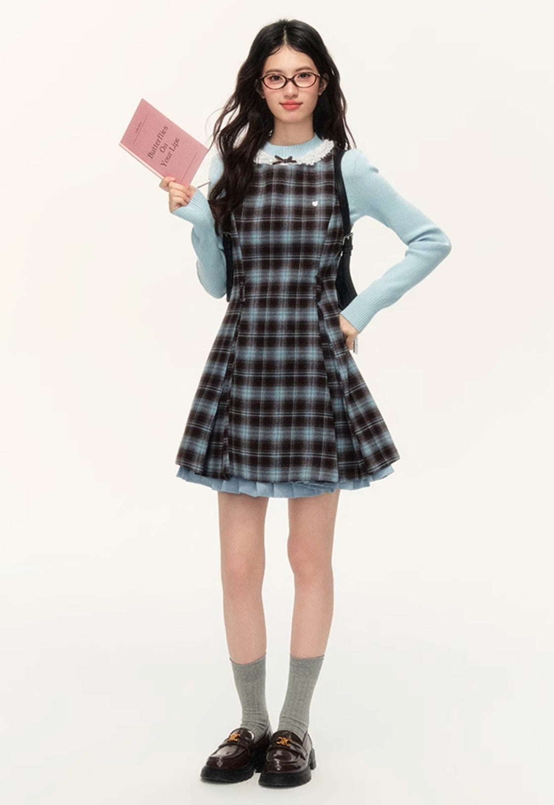 Preppy Plaid A-Line Vest Dress