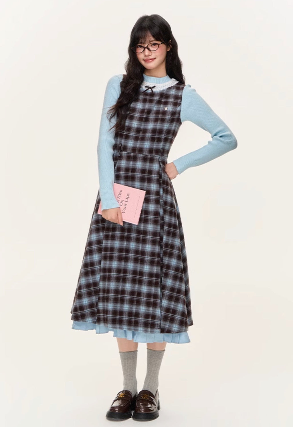 Preppy Plaid A-Line Vest Dress
