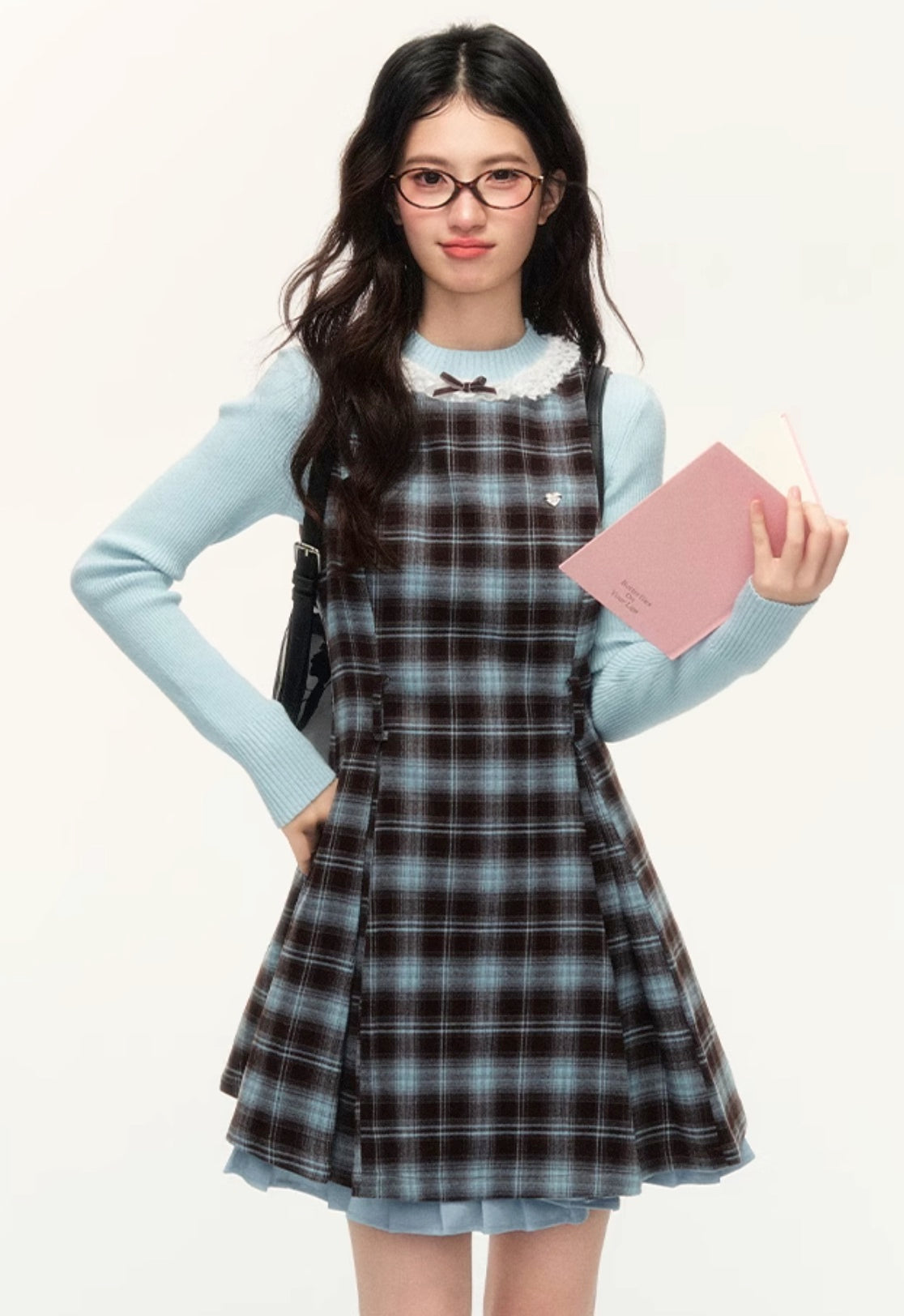 Preppy Plaid A-Line Vest Dress