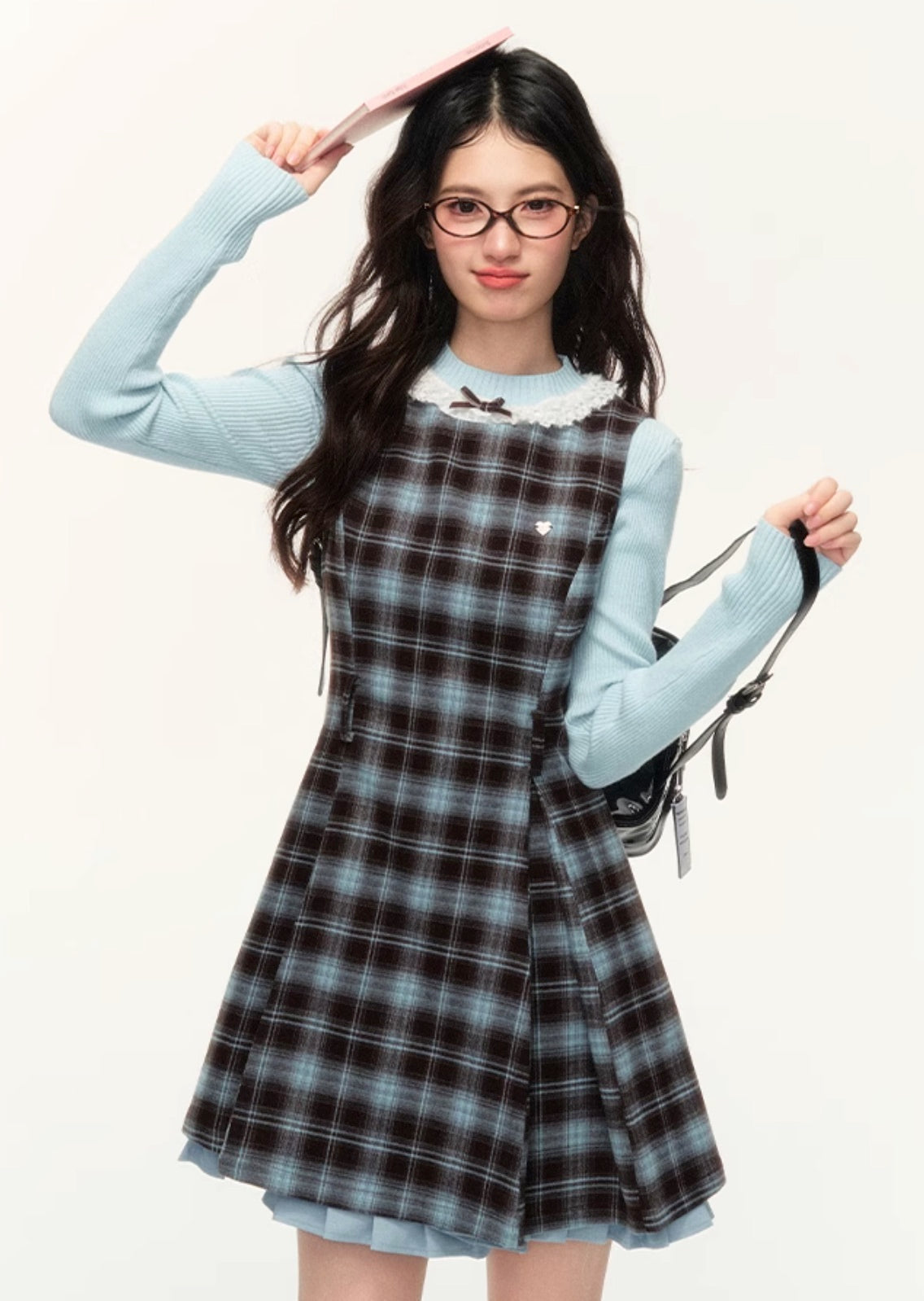 Preppy Plaid A-Line Vest Dress