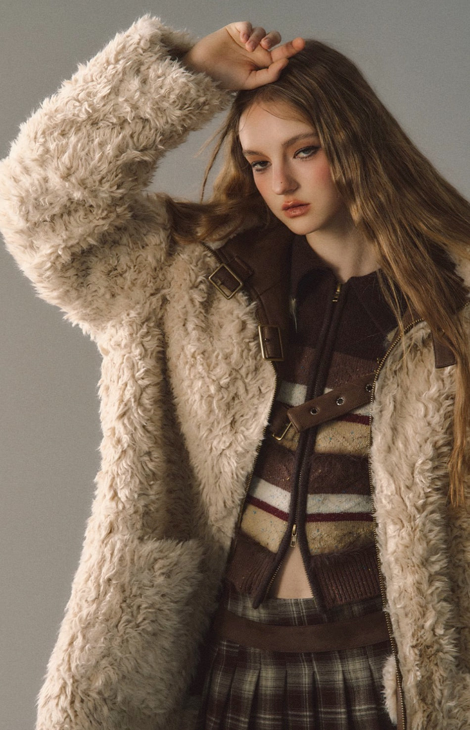 Revisable coat thickened imitation fur plush coat warm suede coat