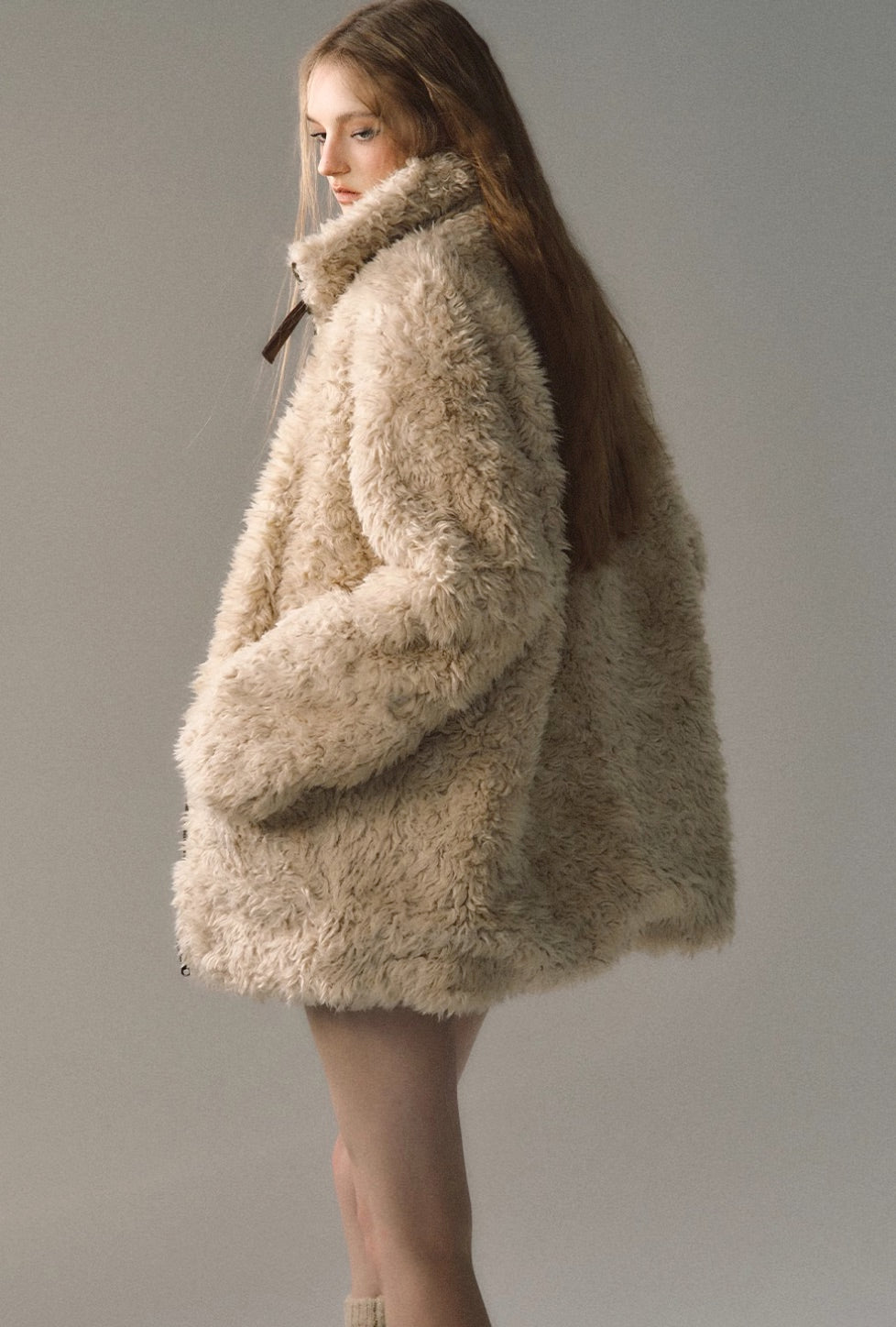 Revisable coat thickened imitation fur plush coat warm suede coat