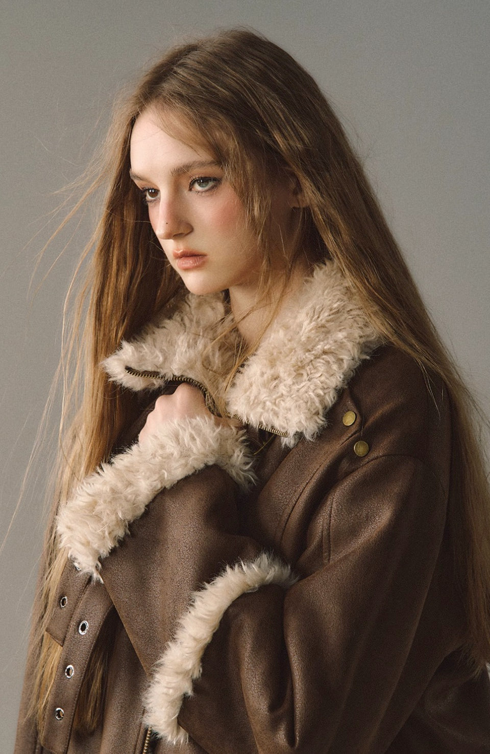 Revisable coat thickened imitation fur plush coat warm suede coat