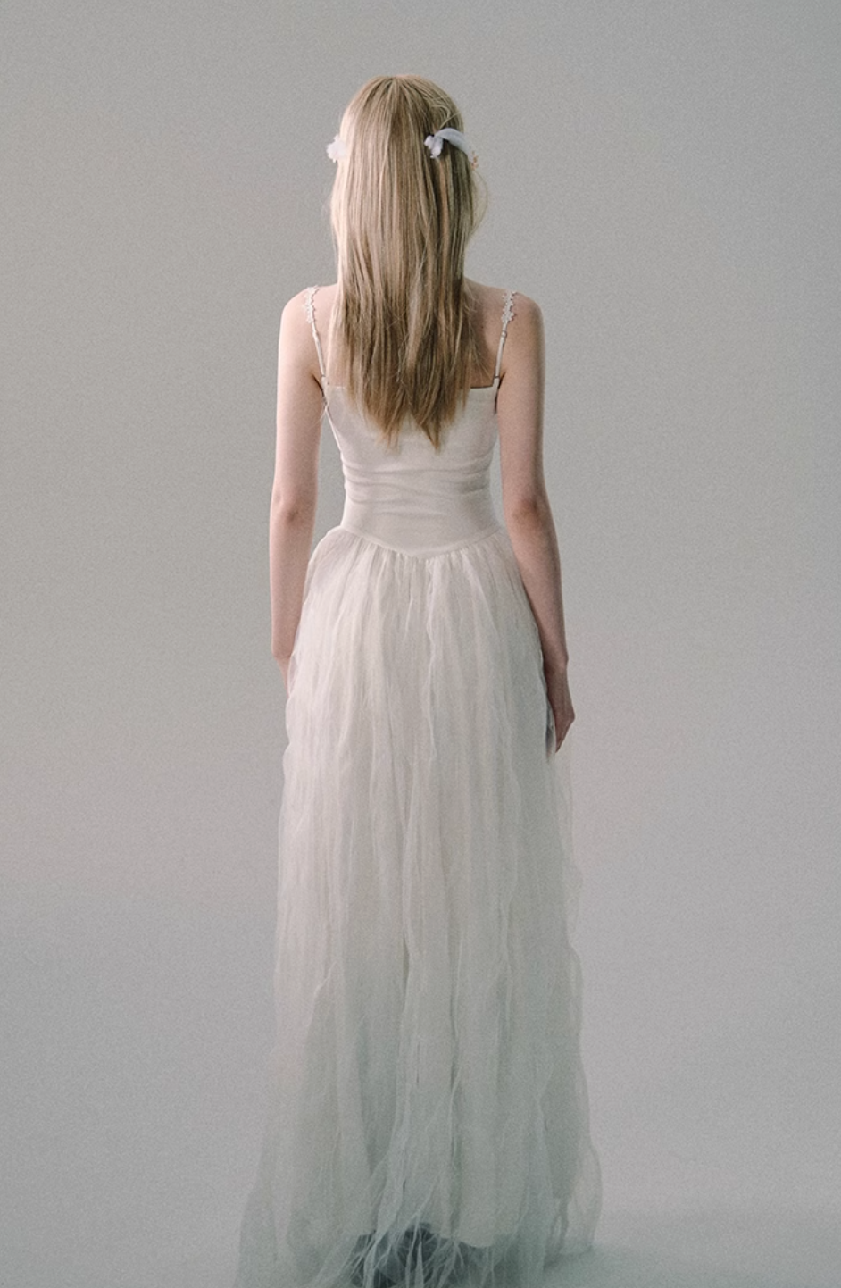 White Mesh Embroidered Slip Dress