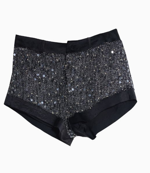 Dark Sequin Lace-Up Chanel-Inspired Suit