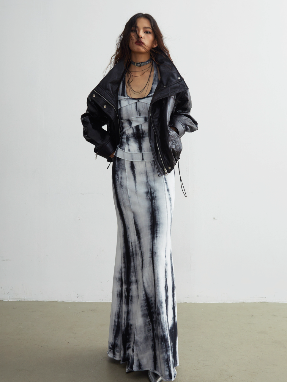 Siberian-Style Faux Leather Fur Collar Jacket