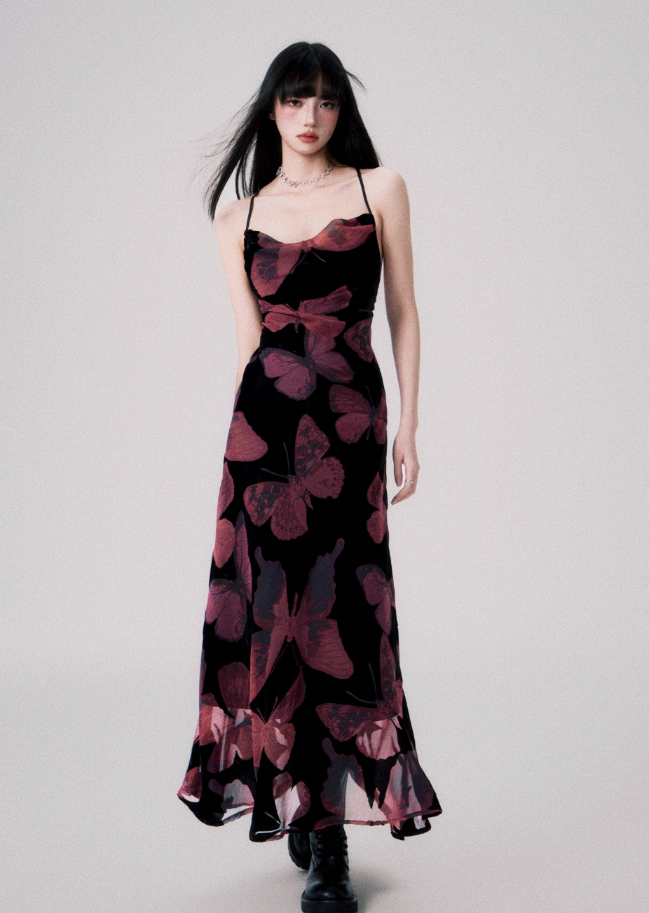 Velvet Butterfly Swing Dress