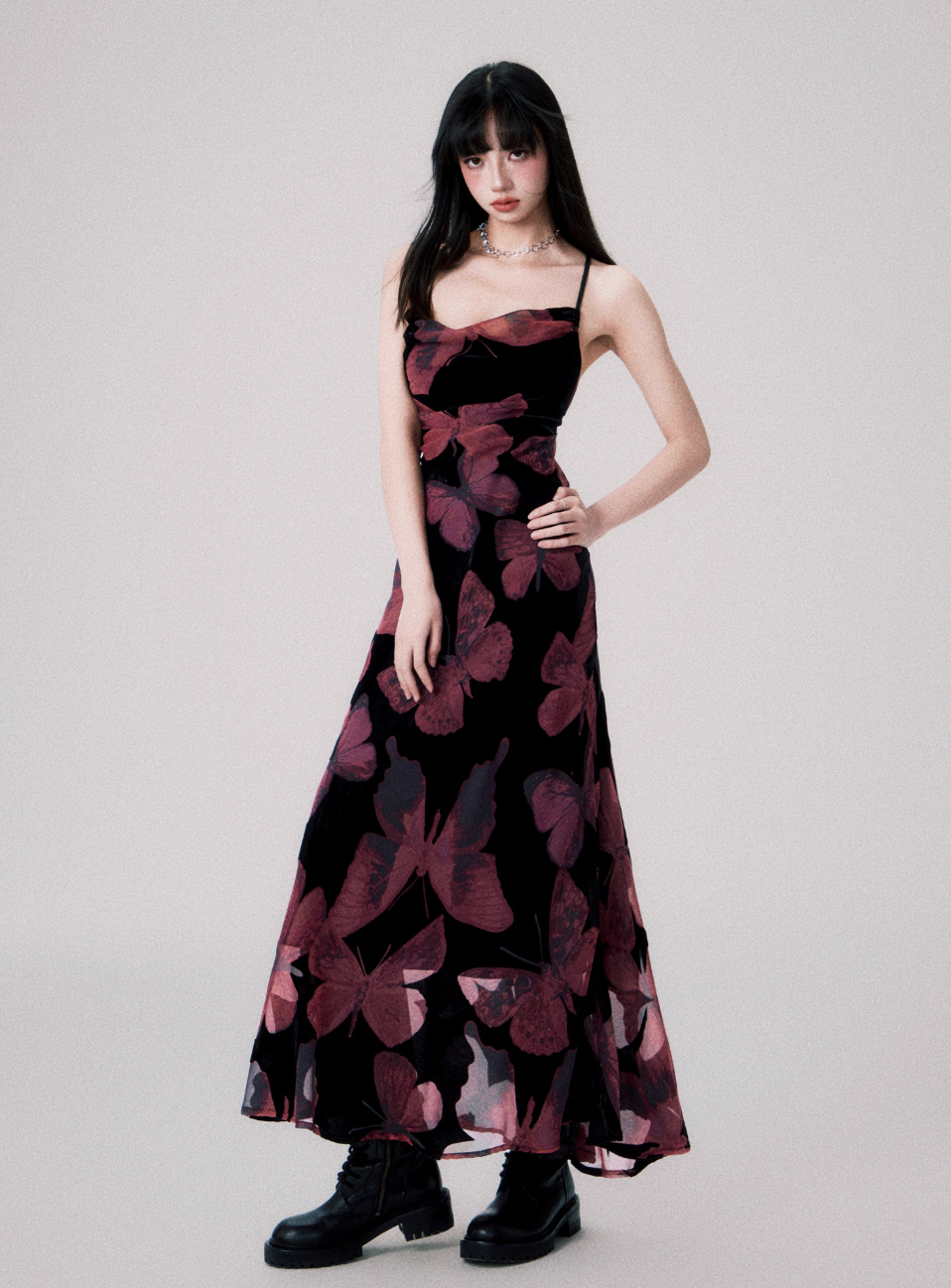 Velvet Butterfly Swing Dress