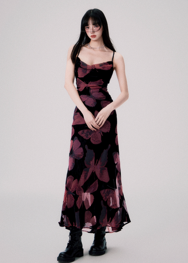 Velvet Butterfly Swing Dress Hover Image