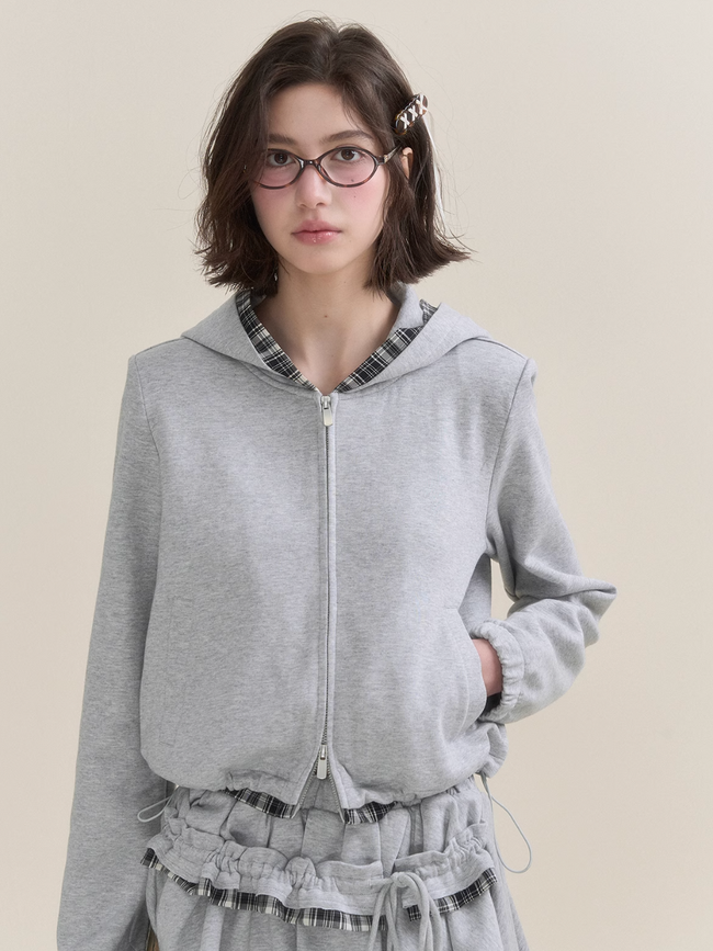 Chic Gray Sweater Jacket & Flowy Tutu Skirt Ensemble Main Image