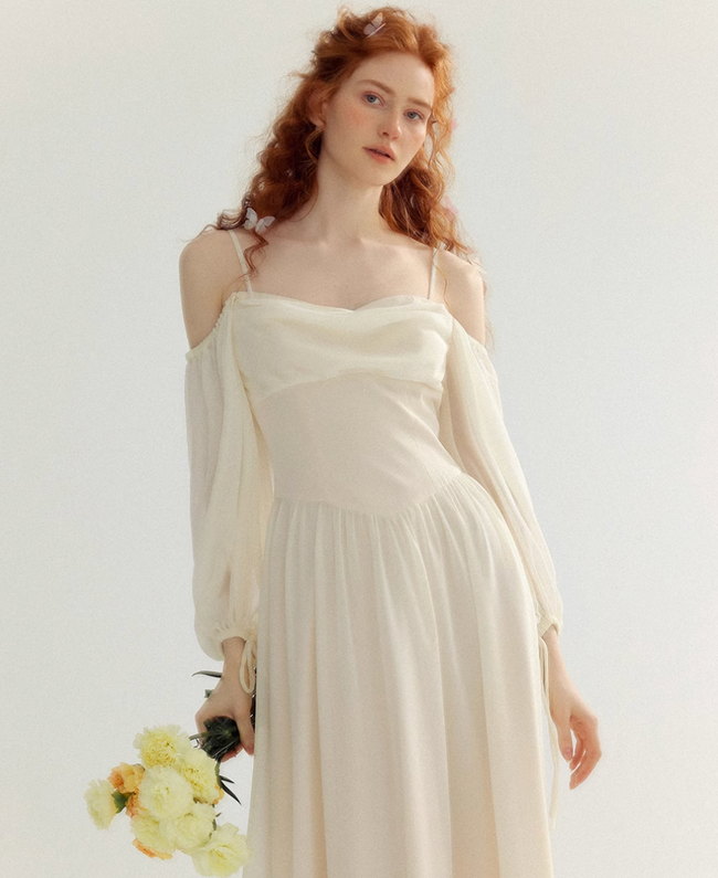 Little white dress one-shoulder dress Hover Image