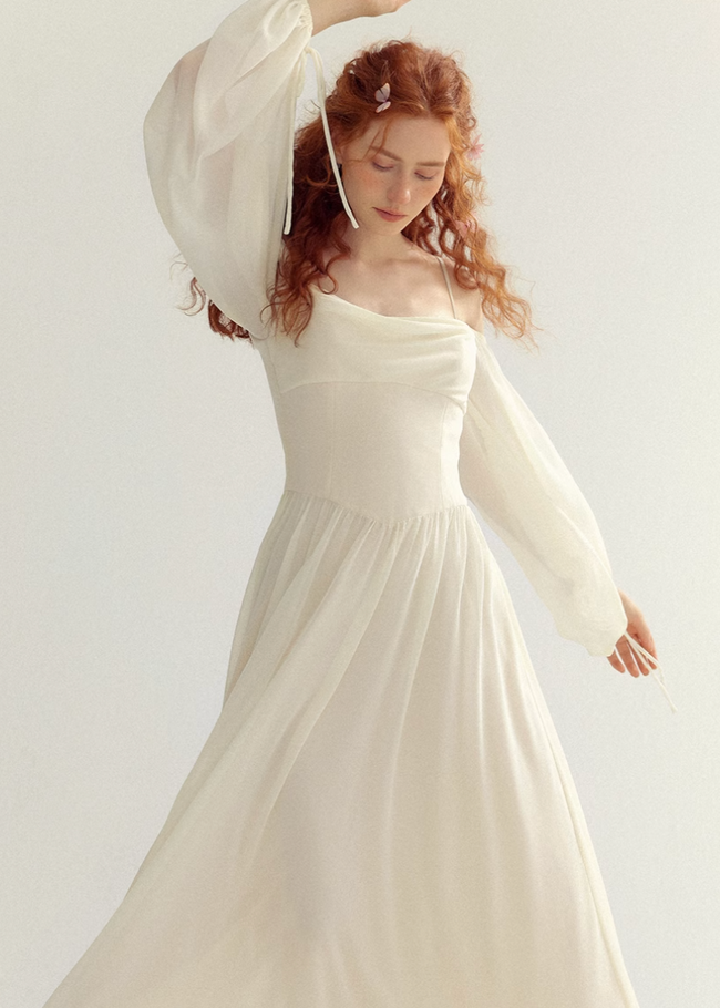 Little white dress one-shoulder dress Main Image