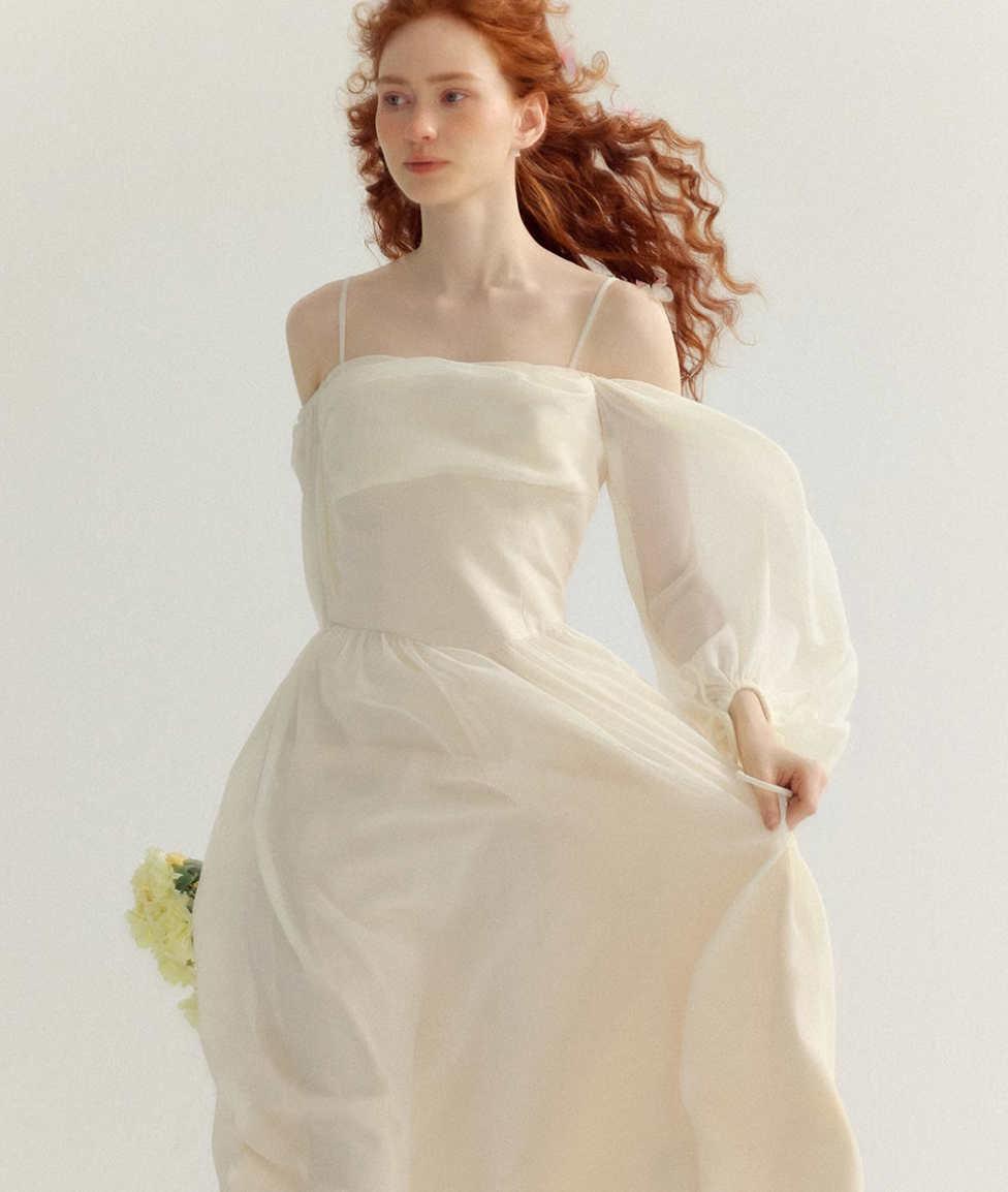 Little white dress one-shoulder dress