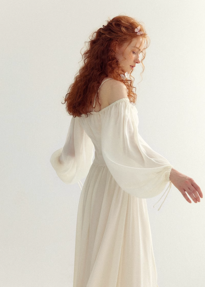 Little white dress one-shoulder dress