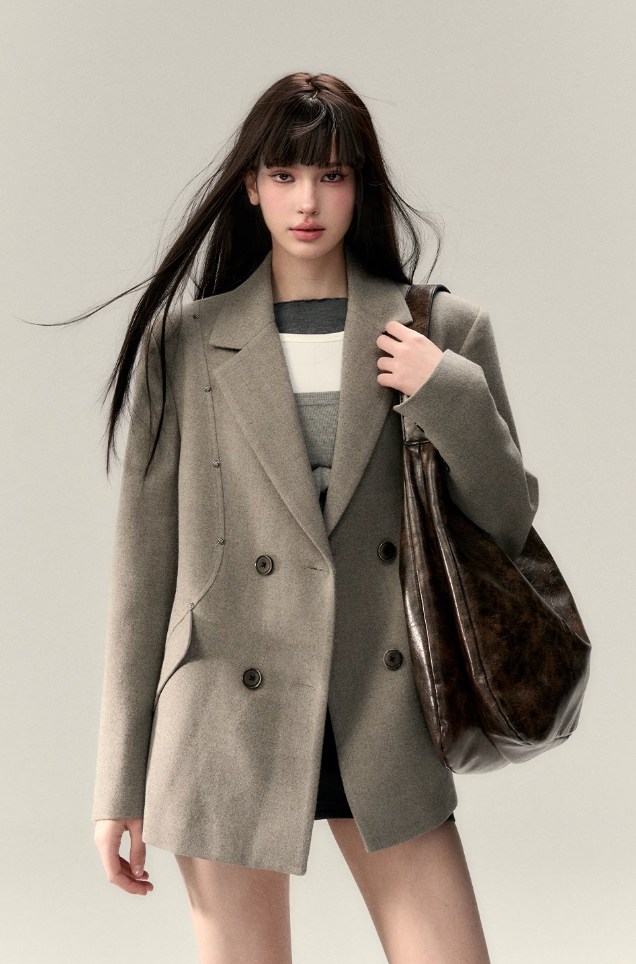 Rivet Decor Wool Jacket Hover Image