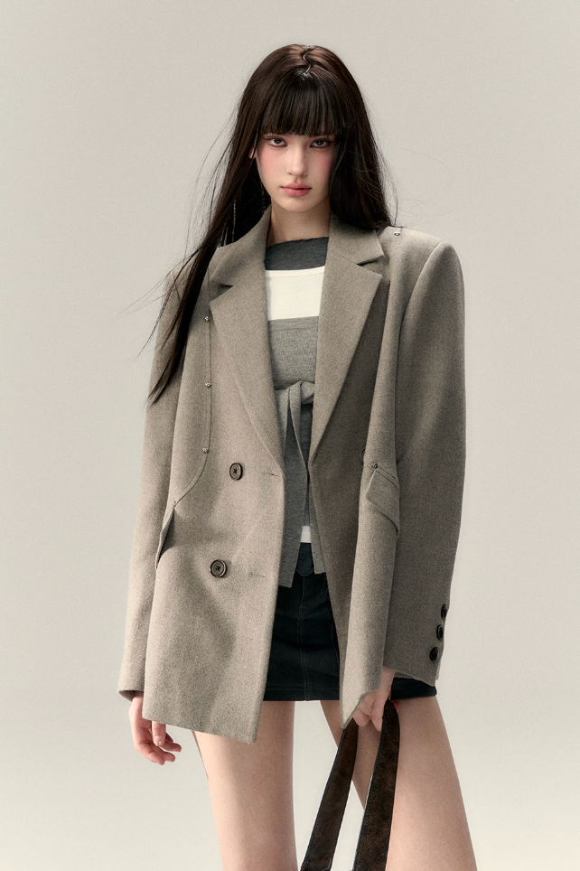 Rivet Decor Wool Jacket