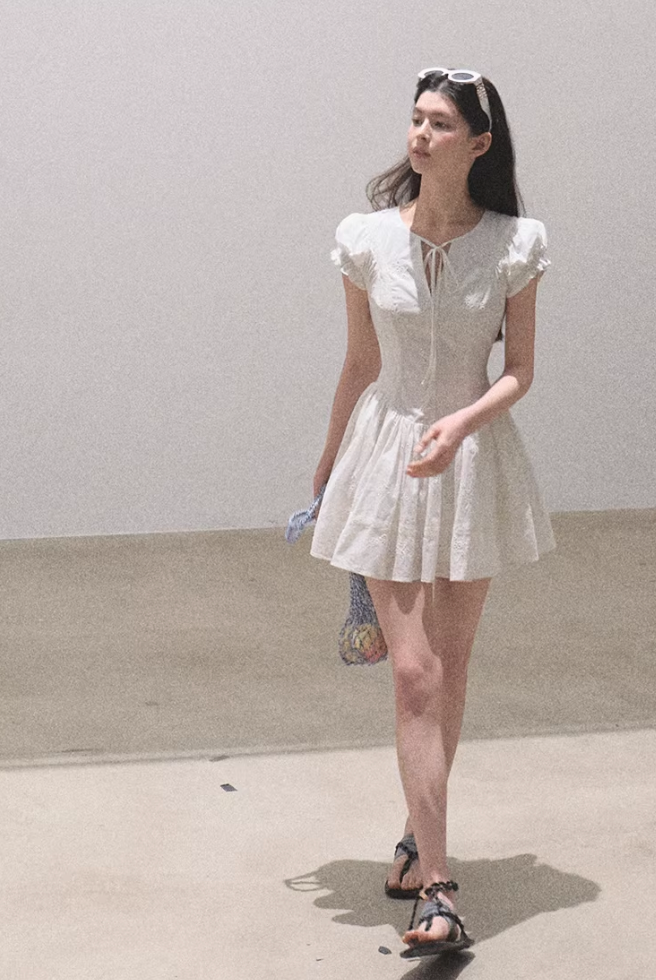 French Embroidered Tea Dress