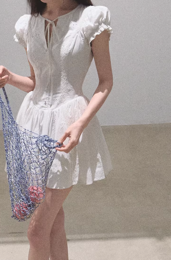 French Embroidered Tea Dress