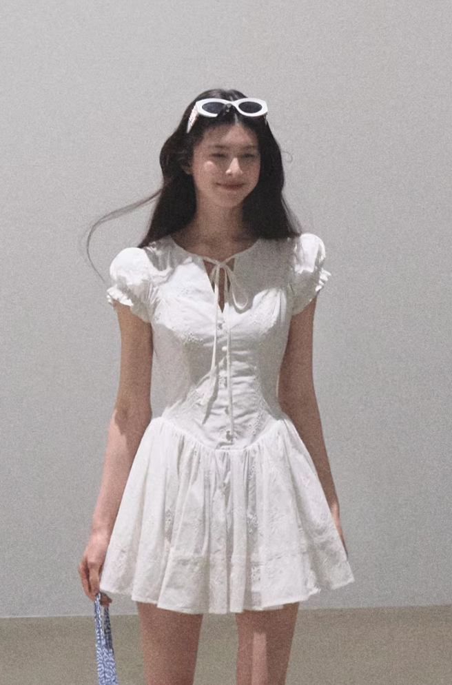 French Embroidered Tea Dress