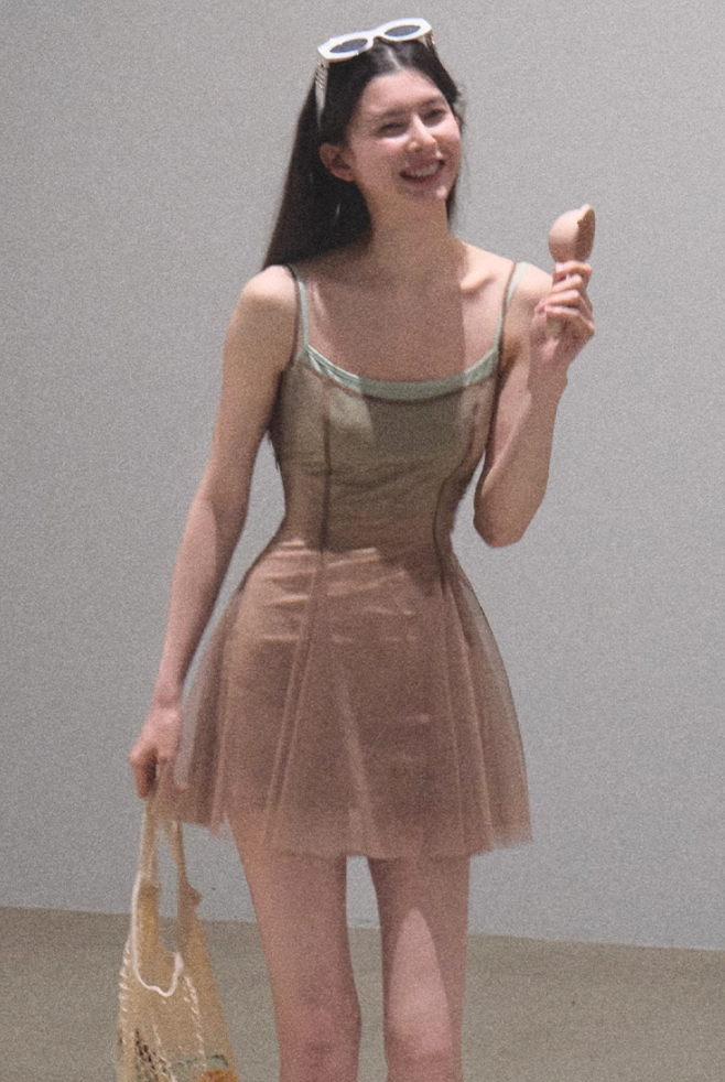 Gradient Mesh Spring Dress