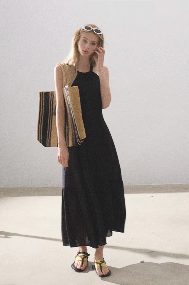 Lyocell Halter Little Black Dress