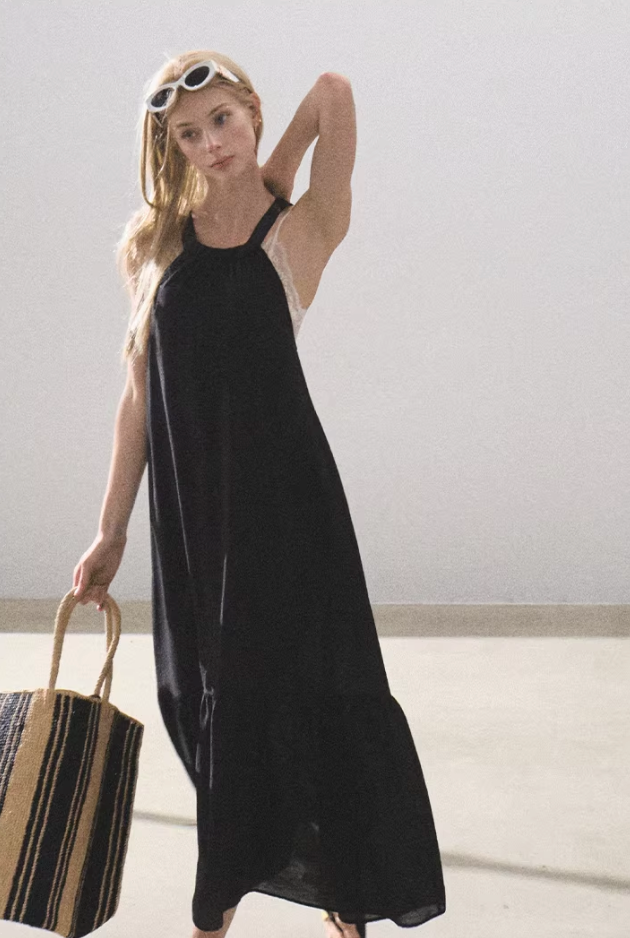 Lyocell Halter Little Black Dress