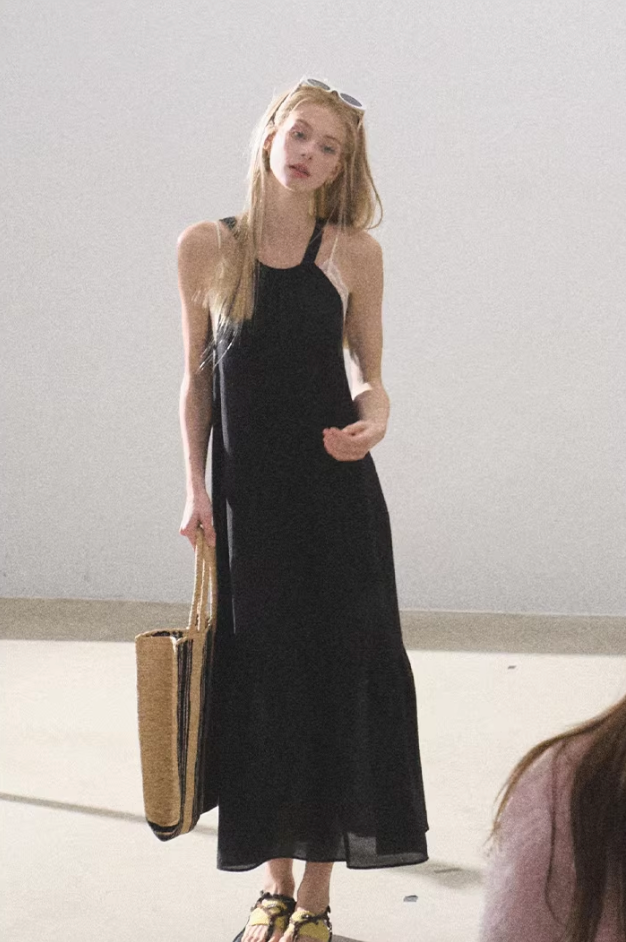 Lyocell Halter Little Black Dress