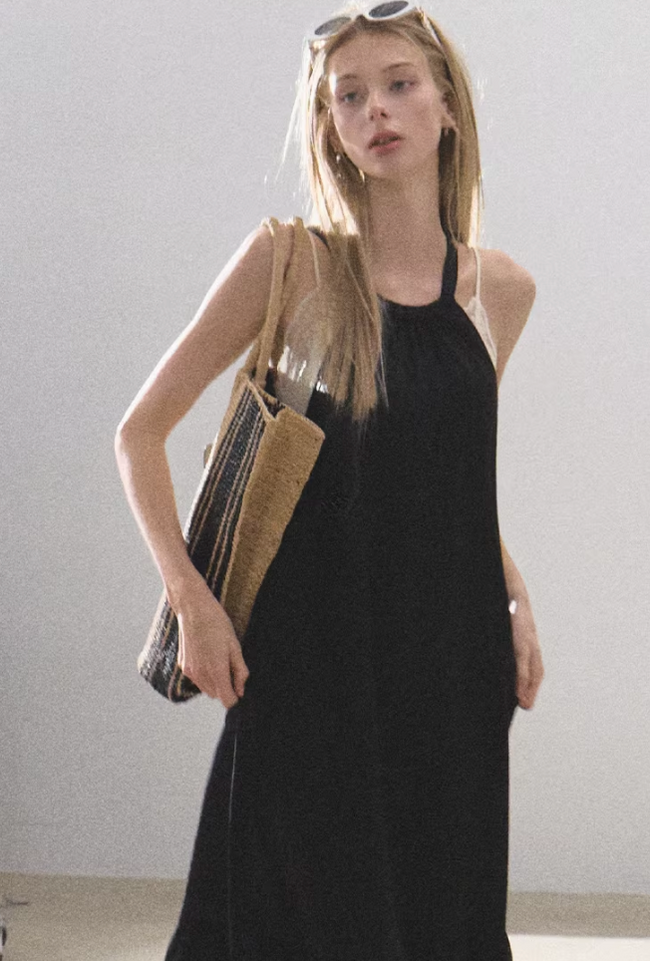 Lyocell Halter Little Black Dress Main Image