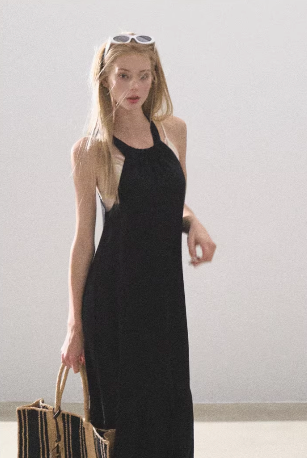 Lyocell Halter Little Black Dress