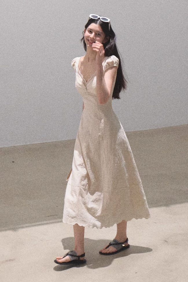 Boho Cotton Embroidery Tea Dress Main Image