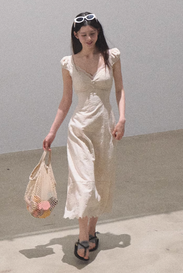 Boho Cotton Embroidery Tea Dress