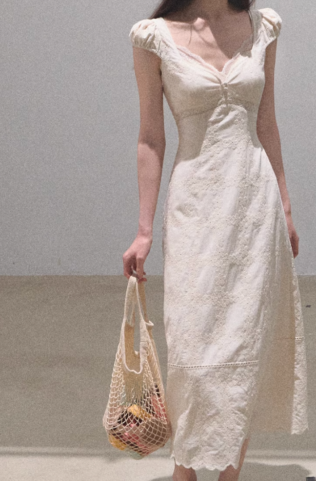 Boho Cotton Embroidery Tea Dress