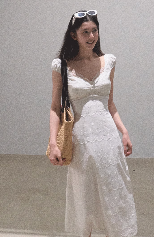 Boho Cotton Embroidery Tea Dress