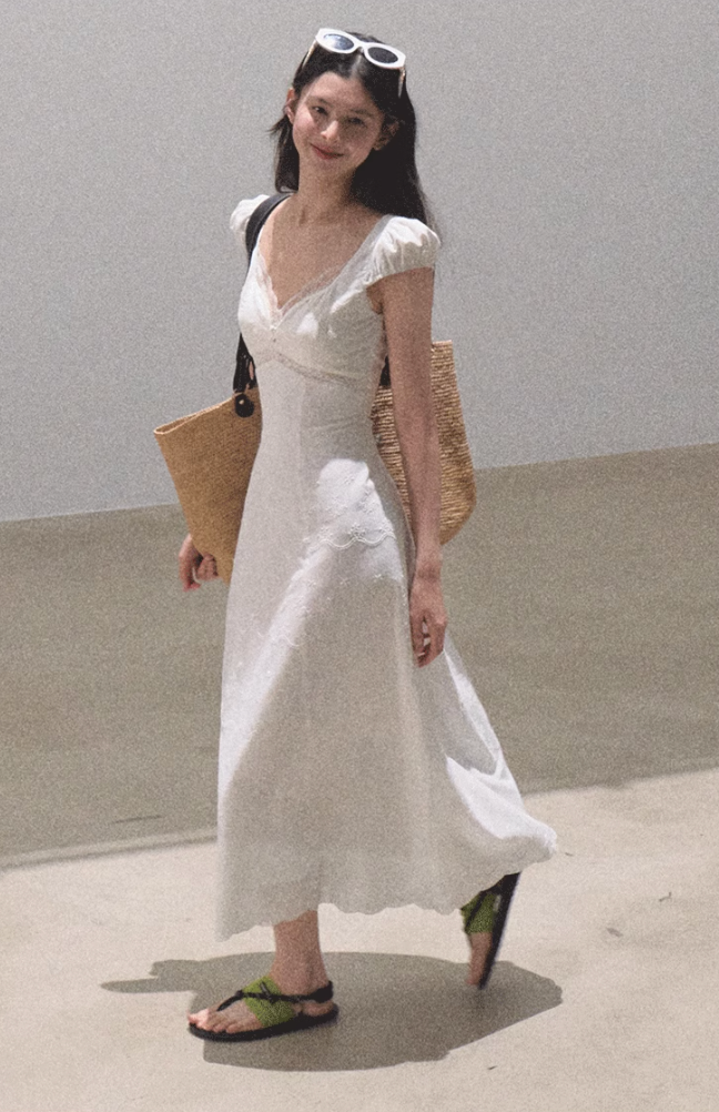 Boho Cotton Embroidery Tea Dress