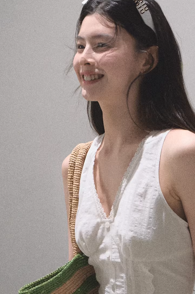 Pleated Cotton Sleeveless Top