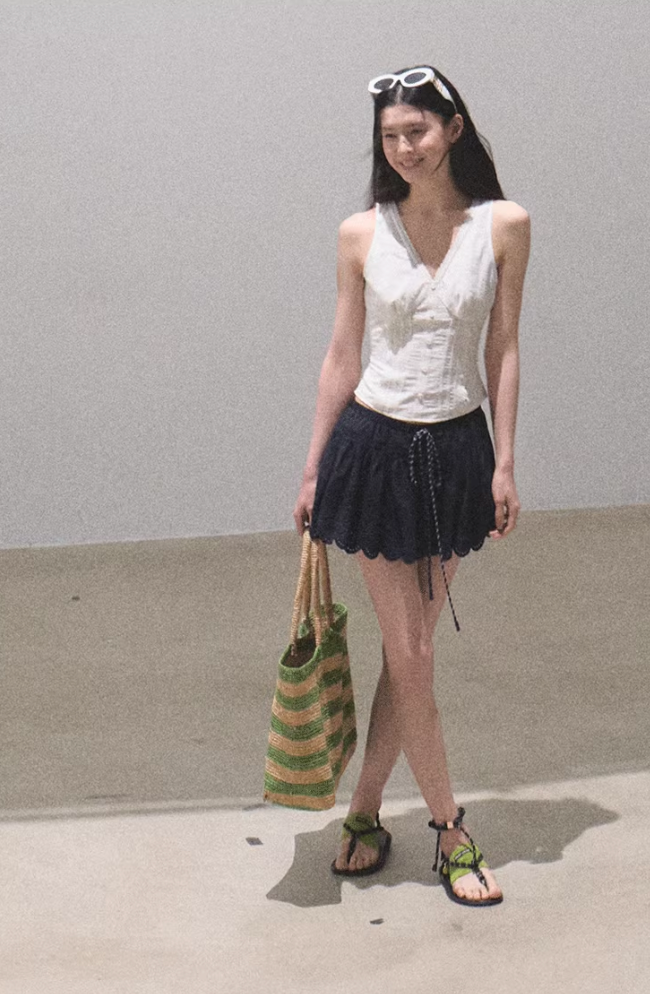 Pleated Cotton Sleeveless Top