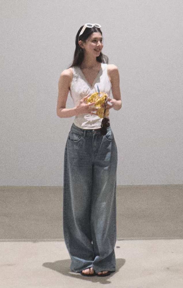 Pleated Cotton Sleeveless Top