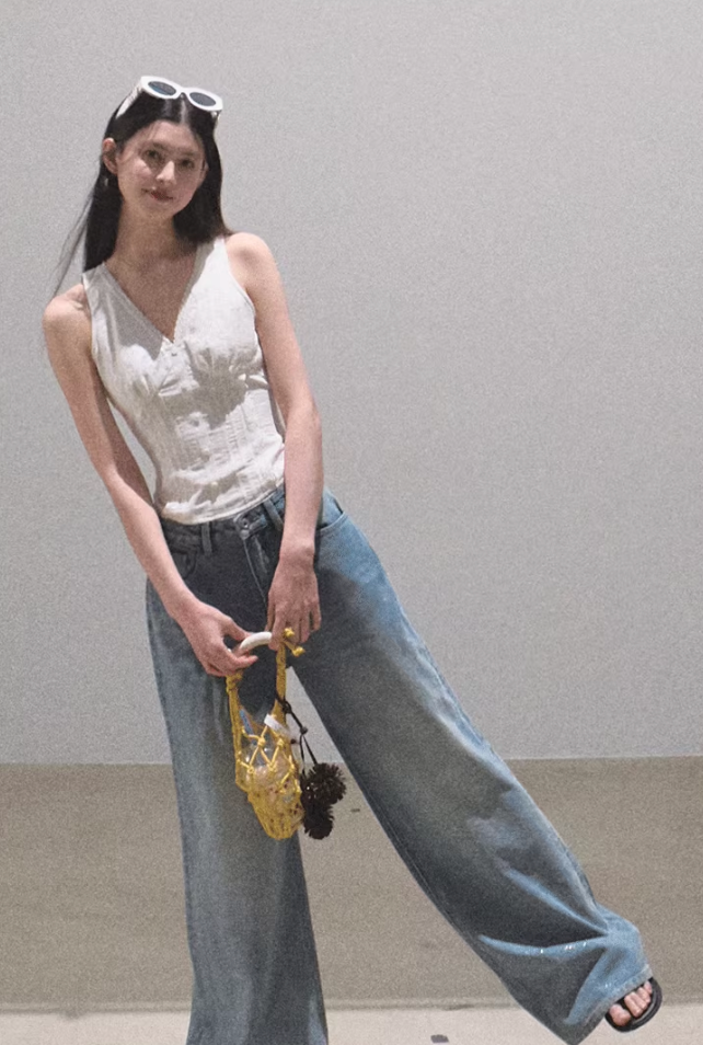 Pleated Cotton Sleeveless Top