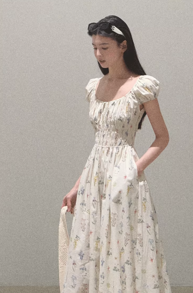 Leaf Graffiti Cotton Dress