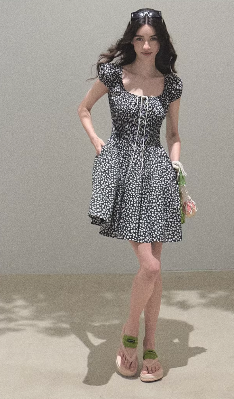 Leaf Graffiti Cotton Dress