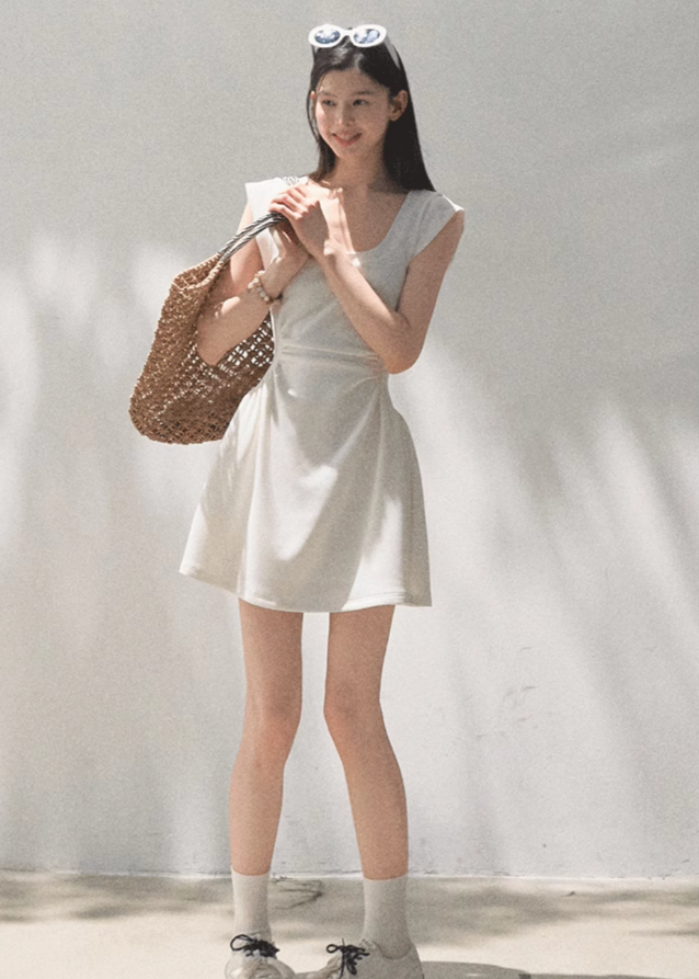 Lyocell U-Neck Waist Dress Hover Image