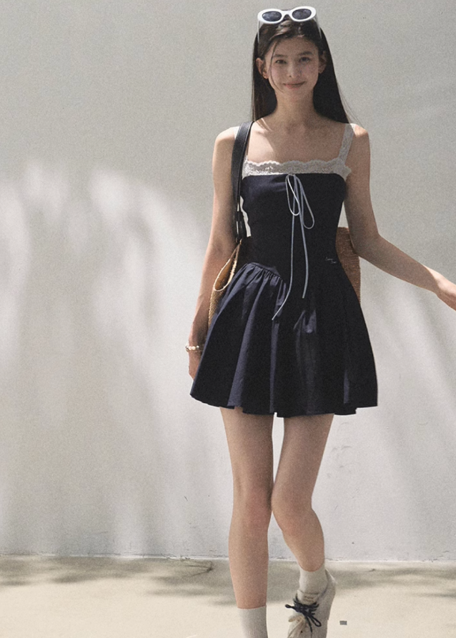 Tencel Hemp Layered Look Strap Dress