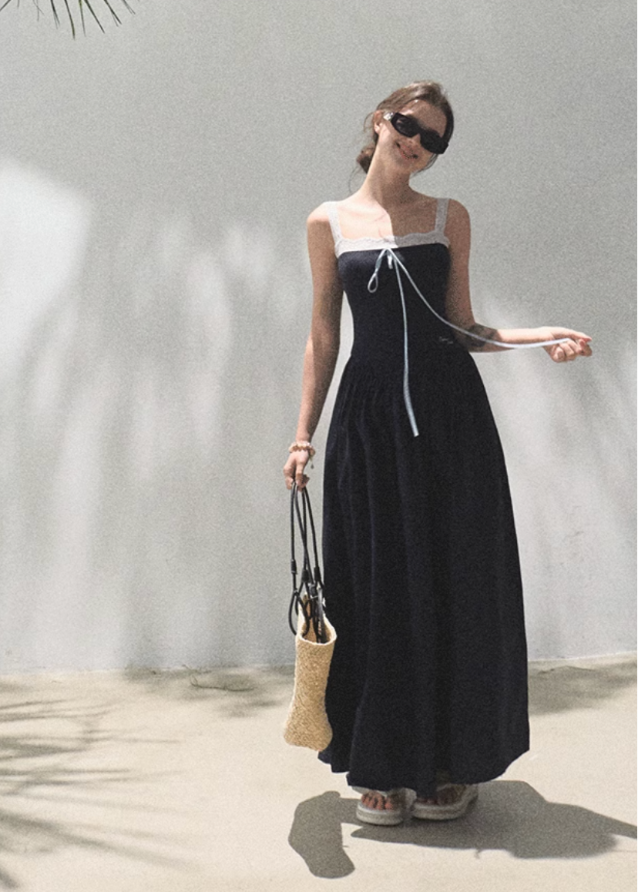 Tencel Hemp Layered Look Strap Dress