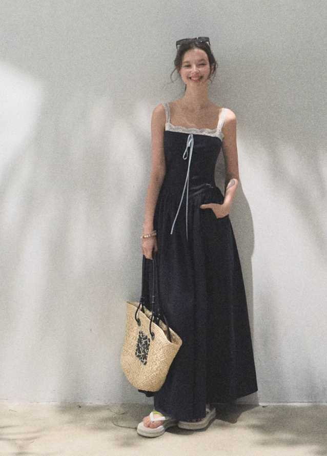 Tencel Hemp Layered Look Strap Dress