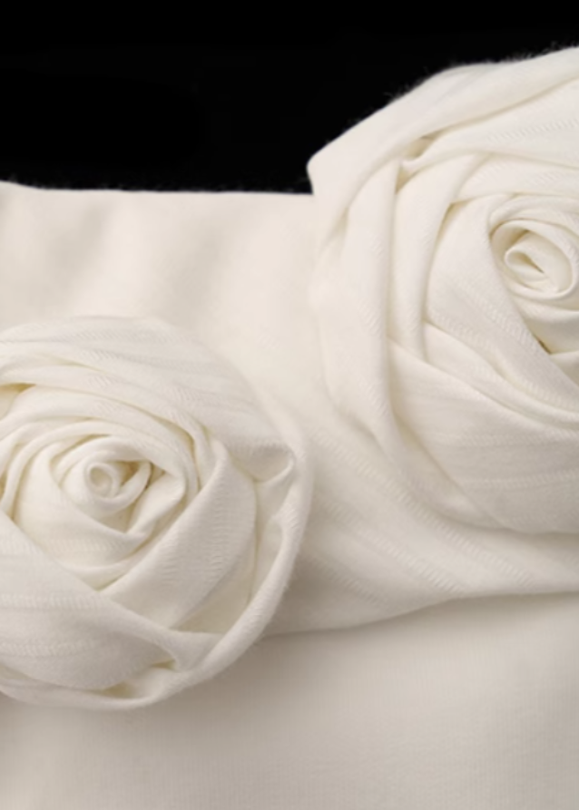 Rose flower off-shoulder slim short tops