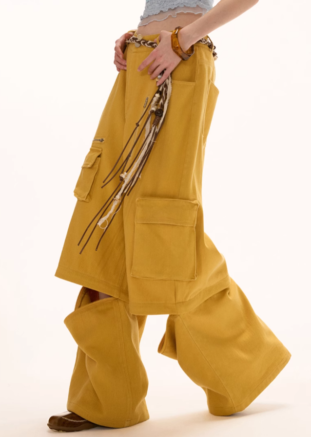 Detachable two way loose casual pants