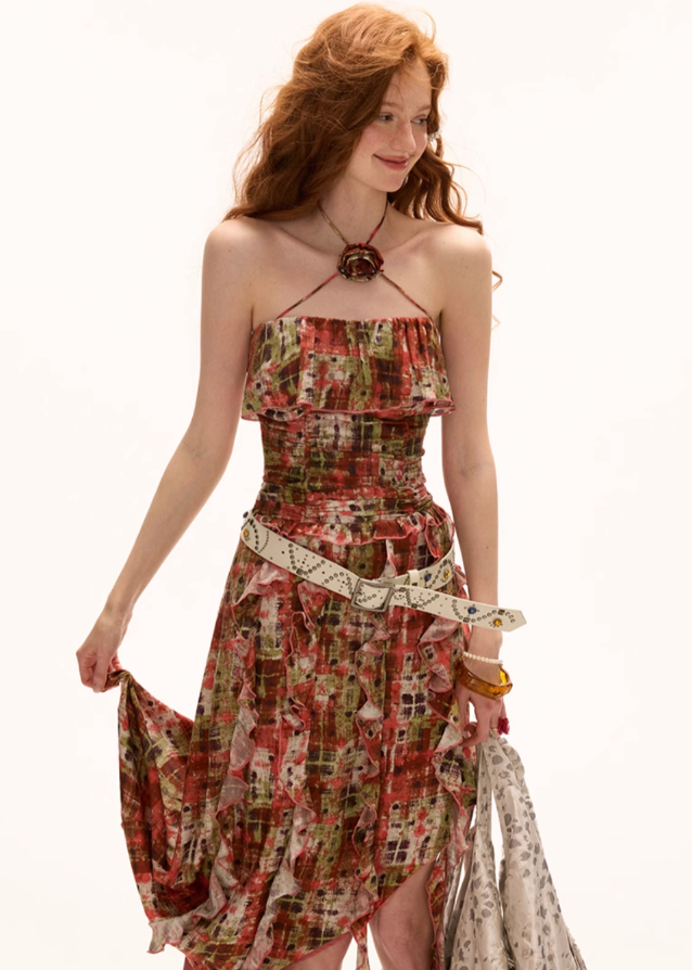 Strapless Cinched Waist Long Dress Hover Image