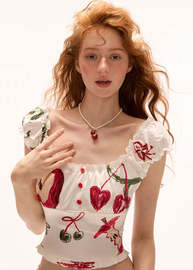 Printed Slim Fit Layered Camisole Top Hover Image